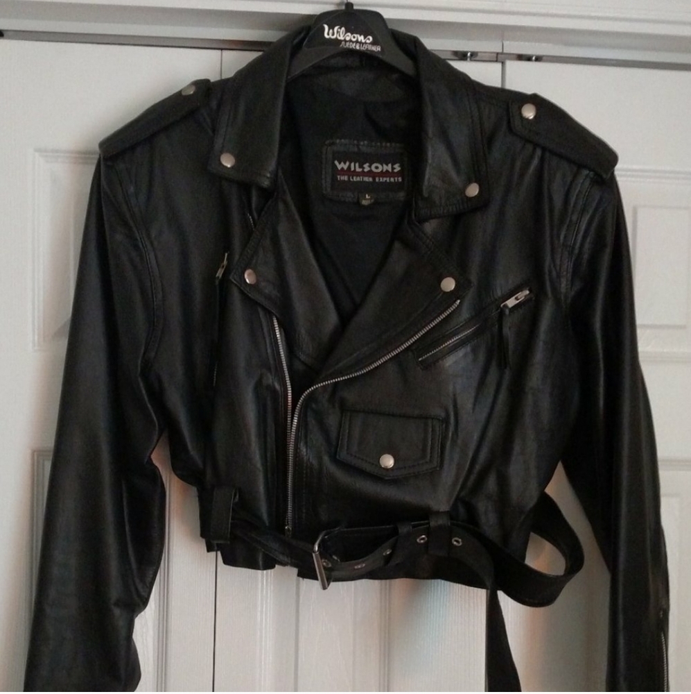 Women's Wilsons Leather Cropped Motorcycle Jacket